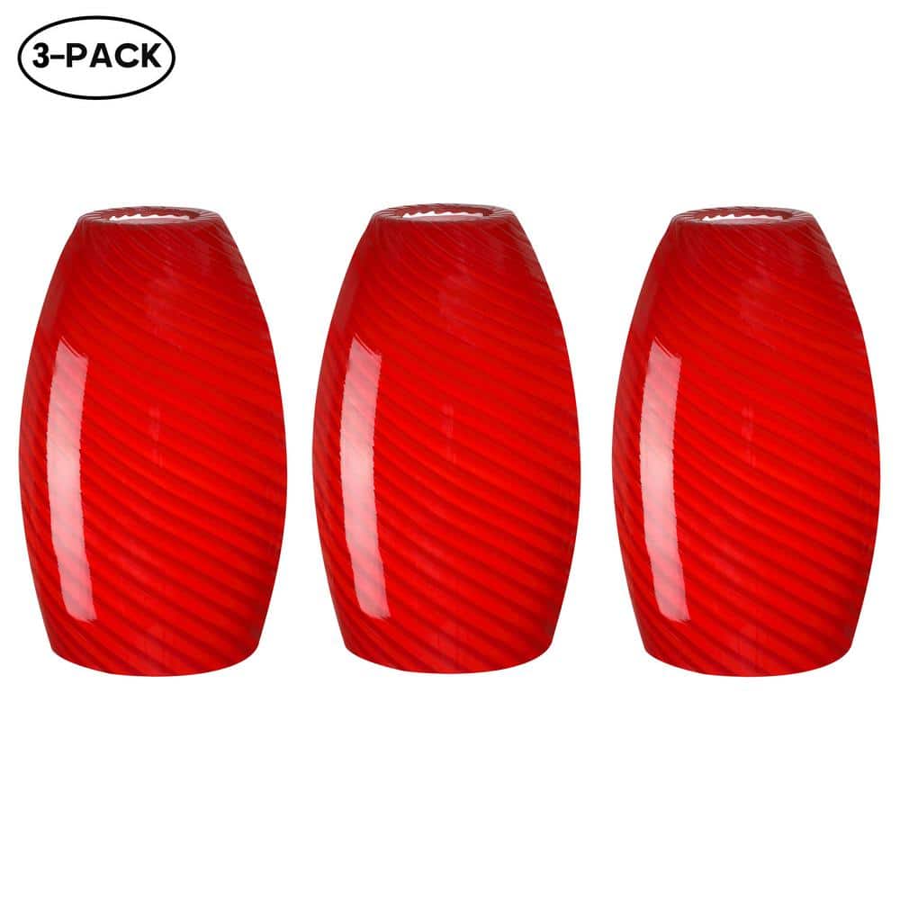 7.64 in. Art Glass Oval Pendant Shade with Red Swirlwith 1.65 in. Lip Fitte