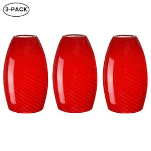 7.64 in. Art Glass Oval Pendant Shade with Red Swirlwith 1.65 in. Lip Fitter (Not included) (3-Pack)