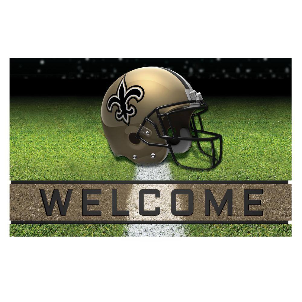 FANMATS NFL New Orleans Saints 18 in. x 30 in. Rubber Door Mat 19952