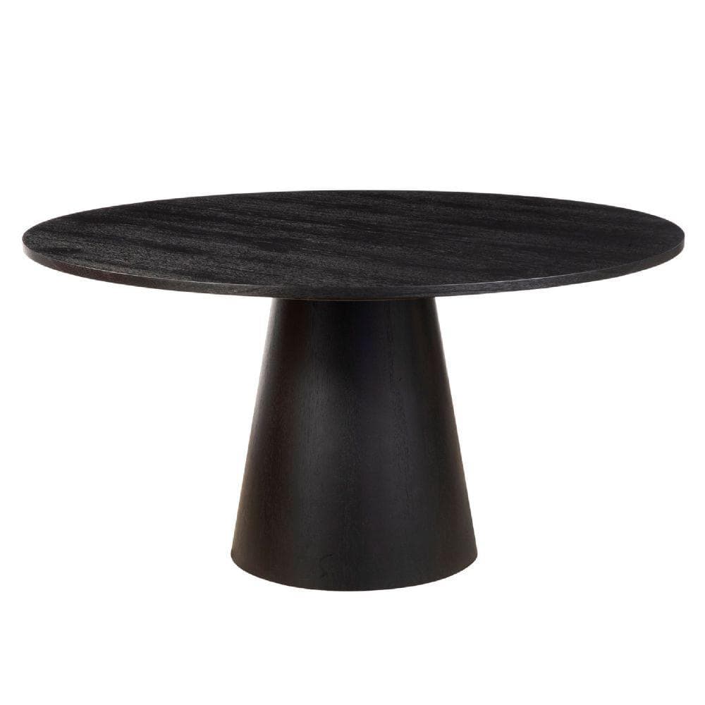 Benjara 59 in. Dark Burnished Brown Rubberwood Top Pedestal Dining ...