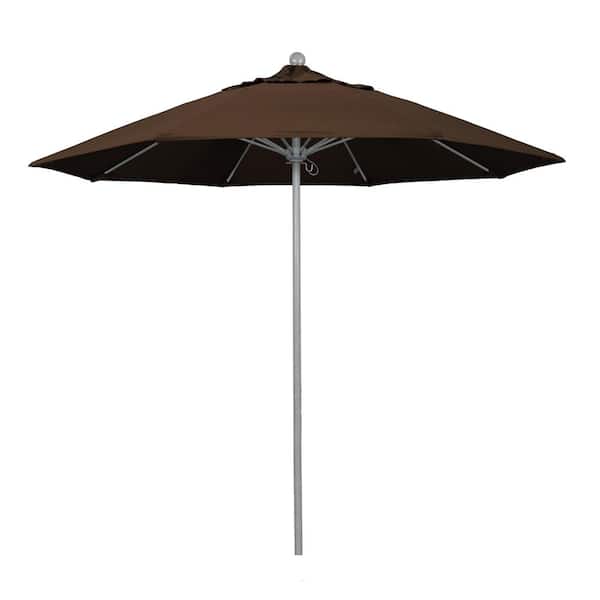 California Umbrella 9 ft. Gray Woodgrain Aluminum Commercial Market Patio Umbrella Fiberglass Ribs and Push Lift in Mocha Pacifica