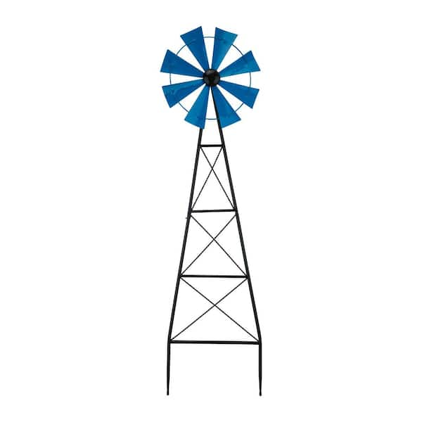 Glitzhome 44 in. H Metal Blue Wind Spinner Garden Stake (KD) 2023000011 ...