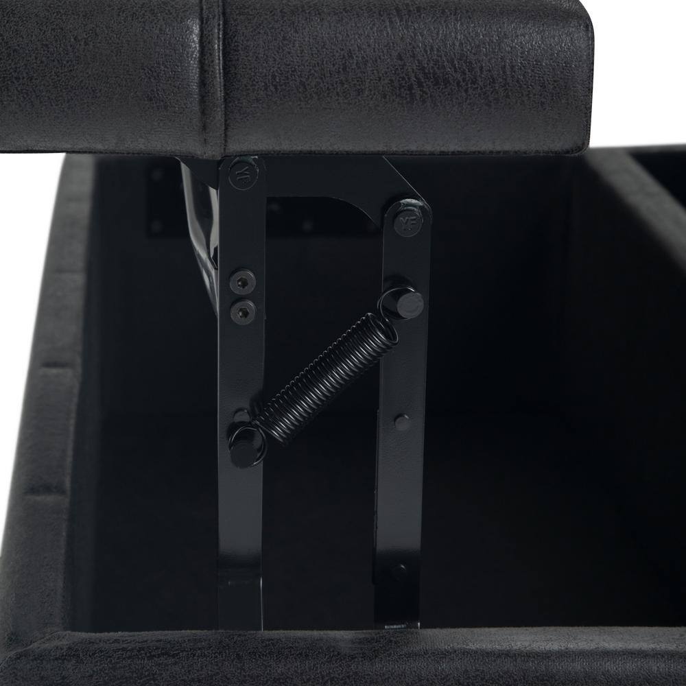 Harrison 36" Black Faux Leather Tufted Coffee Table Ottoman
