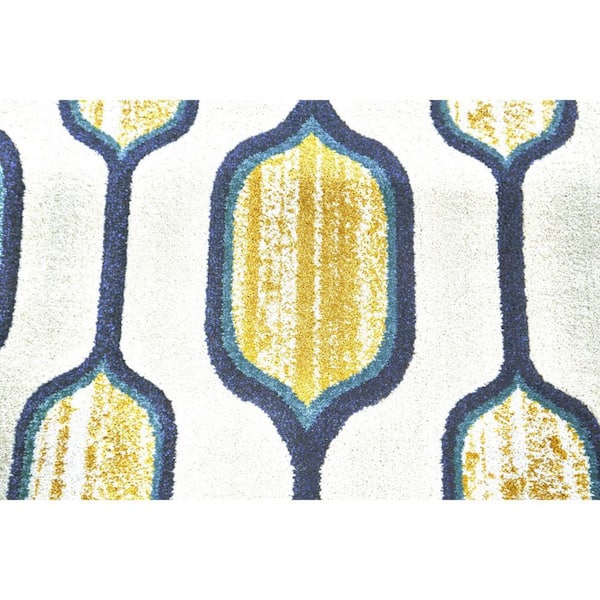 10 ft. x 13 ft. Ivory, Blue, Yellow Geometric Area Rug