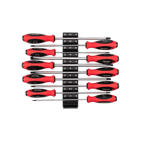 Phillips and Slotted Screwdriver Set with Modular Organizers-8 Inch Shanks, 10-Piece (#1-#3,4-14 mm)