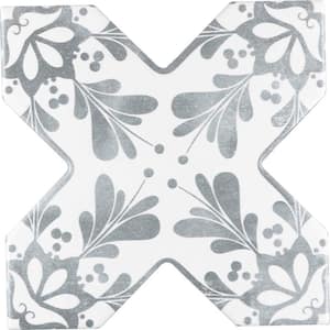 Siena Grey 5.35 in. x 5.35 in. Matte Ceramic Cross-Shaped Deco Wall and Floor Tile (5.37 sq. ft./case) (27-pack)