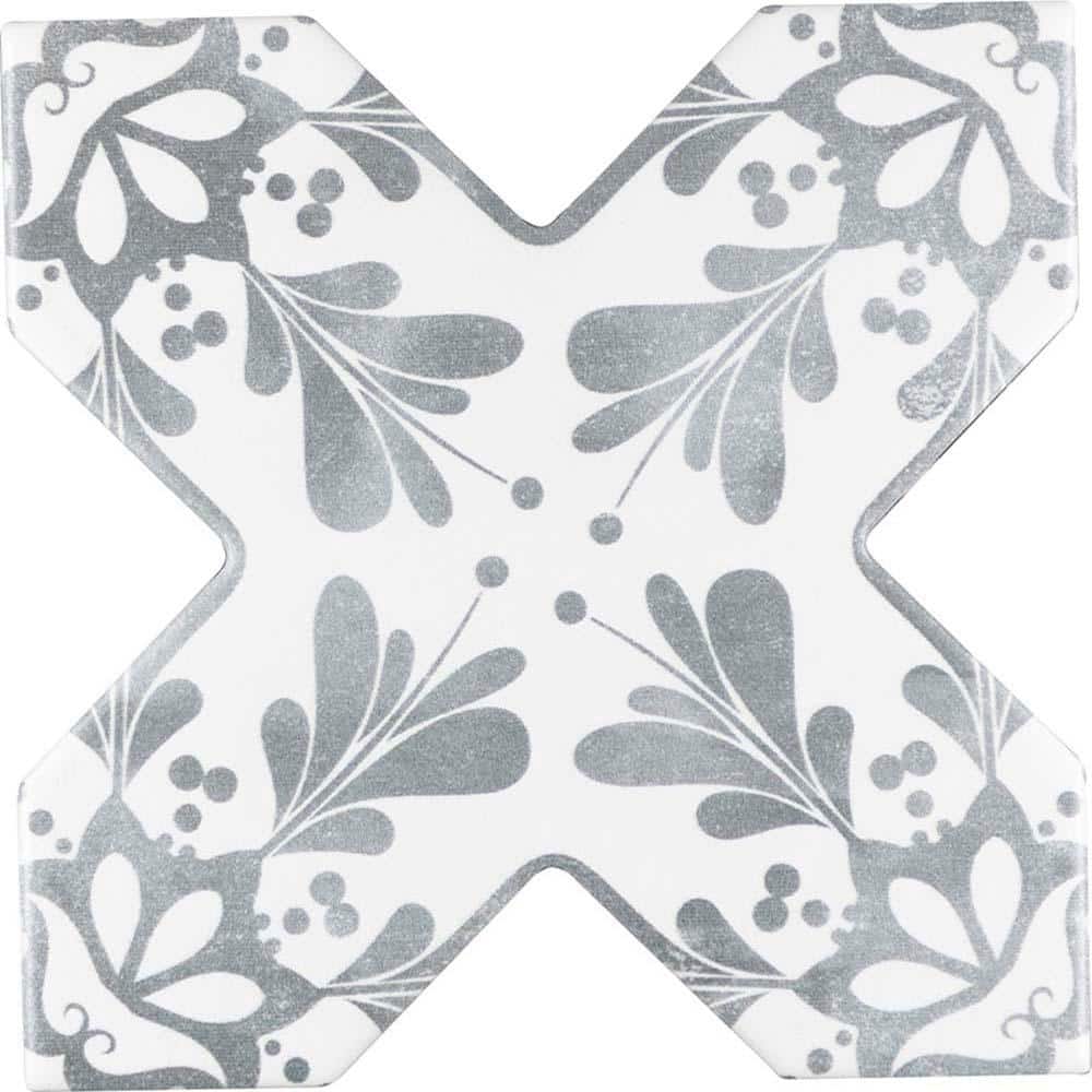 Siena 5.35 in. x 5.35 in. Matte Grey Ceramic Cross-Shaped Deco Wall and Floor Sample Tile (0.2 Sq. ft./case) (1-pack) price history on PriceWatchPro