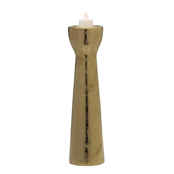 Elements Foil Ceramic Candle Holder, 16 in. Gold