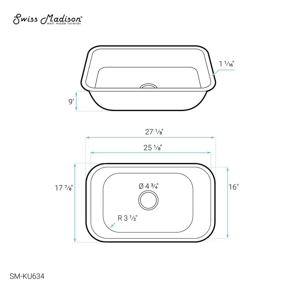 Toulouse 27 x 18 Stainless Steel Single Basin Undermount Kitchen Sink