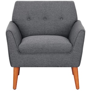 30 in. Wide Gray Tufted Button Linen Accent Single Armchair