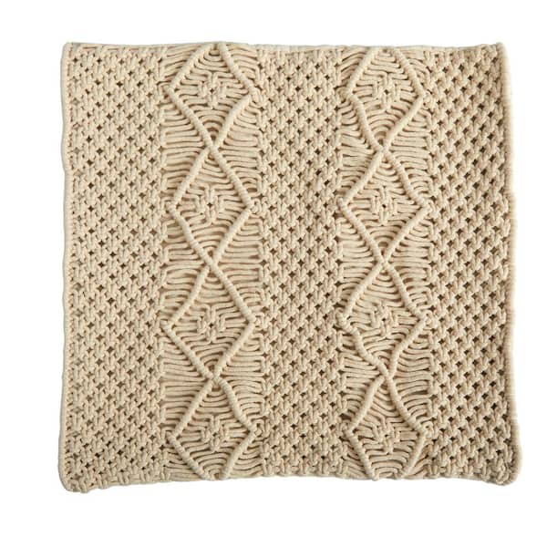 Nearly Natural 16 in. Boho Woven Macrame Decorative Pillow Cover