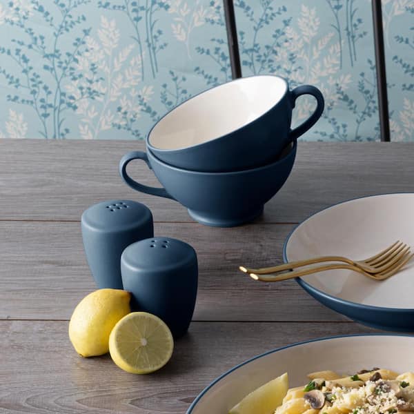 Noritake ダークブルー スープカップ8個セット Noritake Colorwave Blue 3-3/8 in. (Blue) Stoneware Salt and Pepper