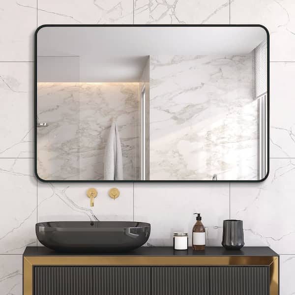 Blisstyle Black 30 in W x 40 in. H Farmhose Rectangle MDF Framed Mirror Wall Mirror Bathroom Vanity Mirror
