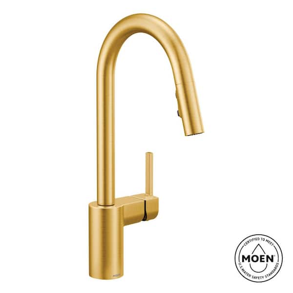 Align Brushed Gold 15.63 in. H Pull Down Sprayer Kitchen Faucet with 360° Spout Swivel and Power Boost