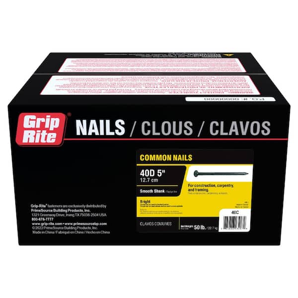 Grip-Rite #2 x 6 in. 60-Penny Bright Steel Smooth Shank Common Nails (50 lb.-Pack)