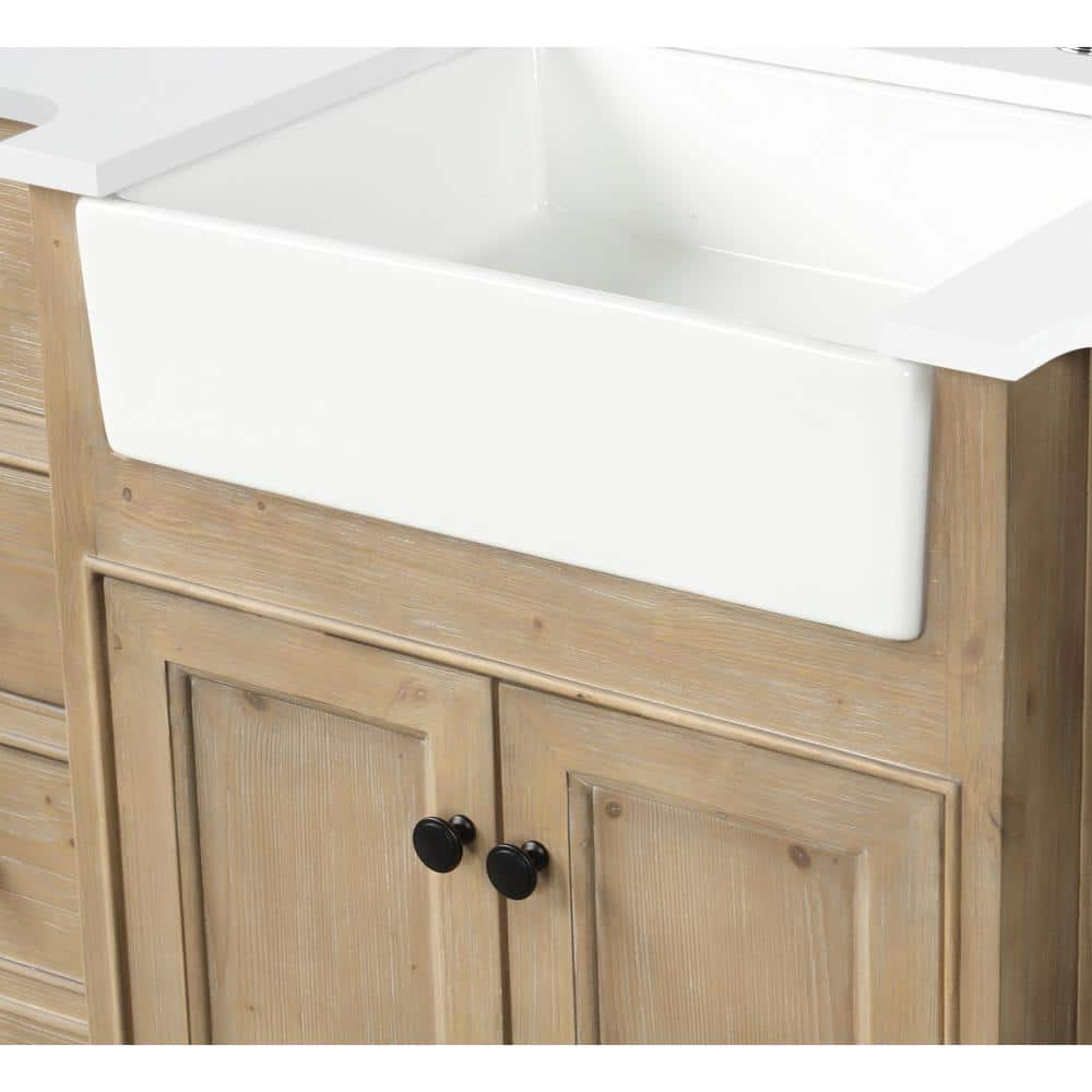 Kelly 48" Weathered Fir Bathroom Vanity with White Stone Countertop