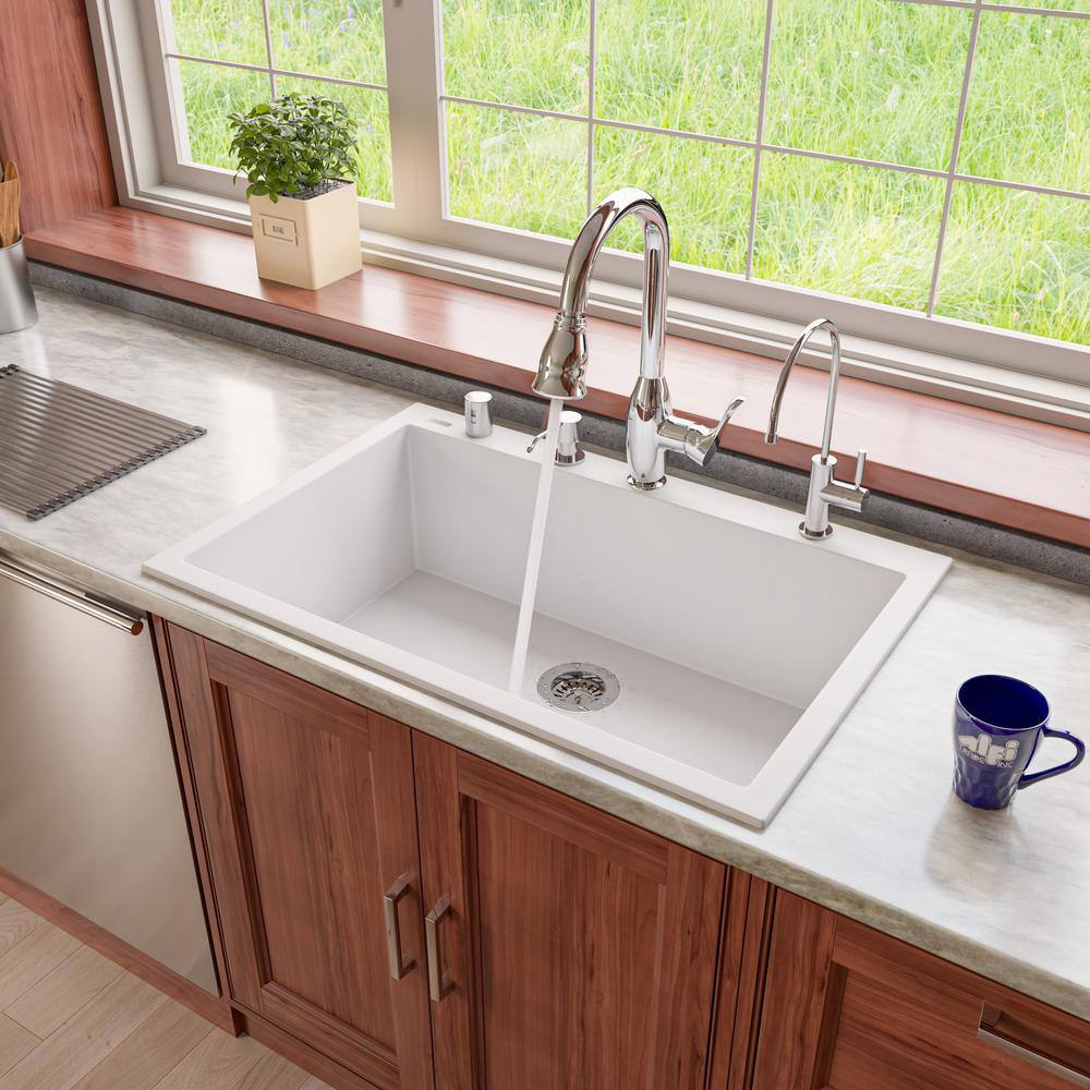 Biscuit 33'' Single Bowl Drop-In Granite Kitchen Sink