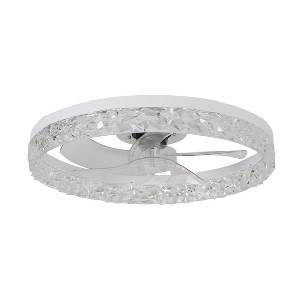 20 in. White Modern Dimmable Flush Mount Ceiling Fan with Integrated LED Light and Remote Low Profile Ceiling Light