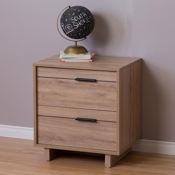 South Shore Fynn 2-Drawer Rustic Oak Nightstand
