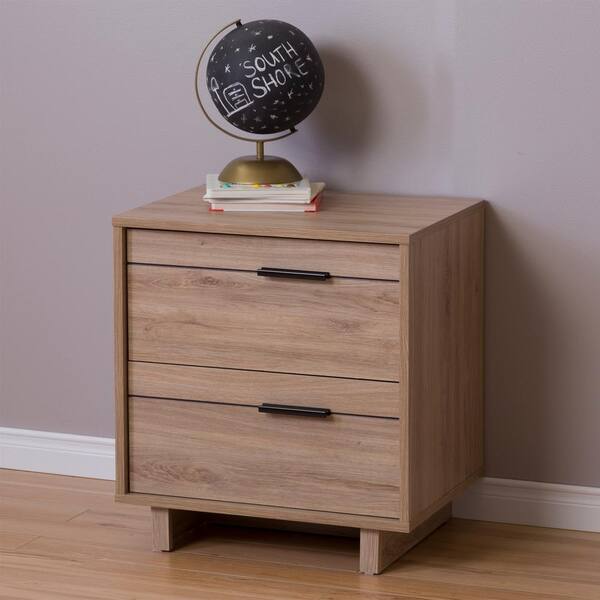 South Shore Fynn 2-Drawer Rustic Oak Nightstand 9067060 - The Home Depot