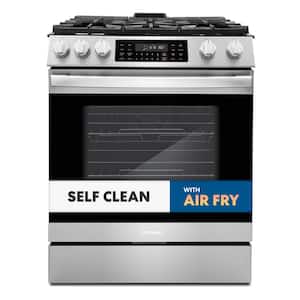 30 in. Slide-In Freestanding 6.1 cu.ft. Gas Range w/ 5 Sealed Gas Burners and Self Clean Air Fry Oven in Stainless Steel