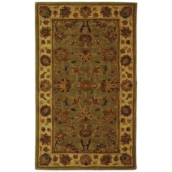 SAFAVIEH Heritage Green/Gold Doormat 2 ft. x 4 ft. Border Area Rug