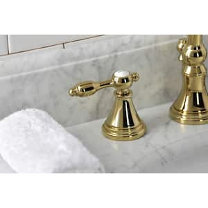 Tudor 8 in. Widespread 2-Handle Bathroom Faucet in Polished Brass