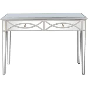 Helena 48 in. Clear Rectangle Mirrored Glass Console Table with Drawers