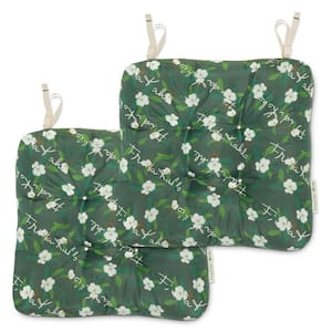 Frida Kahlo 19 in. Patio Seat Cushions in Flores Dulces, Ivy (2-Pack)