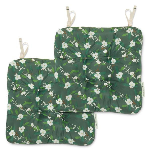 Classic Accessories Frida Kahlo 19 in. Patio Seat Cushions in Flores Dulces, Ivy (2-Pack)