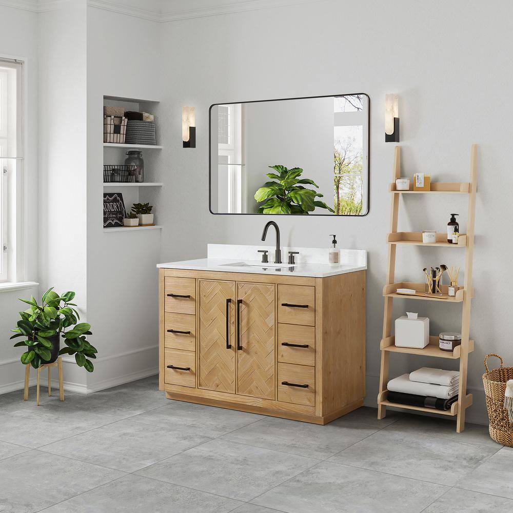 Bellavia 48" Weathered Fir Vanity with Engineered Stone Top and Mirror