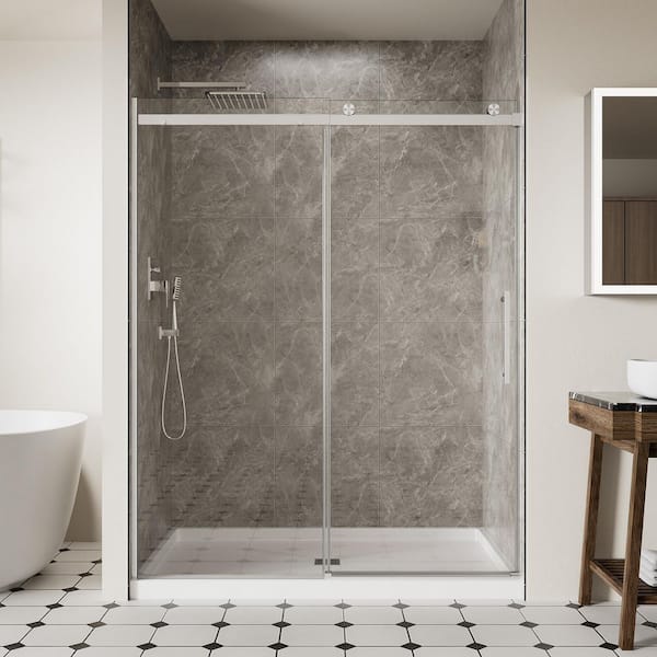 ACE DECOR 60 in. W x 74 in. H Single Sliding Frameless Shower Door