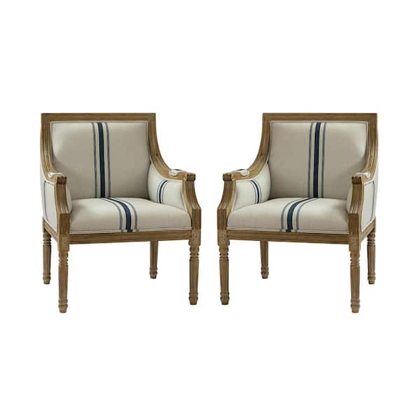 JAYDEN CREATION Agenor Navy Armchair with Turned Leg (Set of 2)