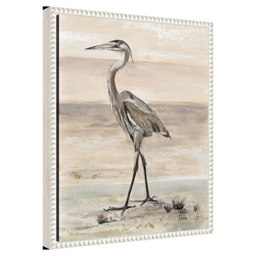 Beaded White Framed Egret Canvas Wall Art 16 x 20-in