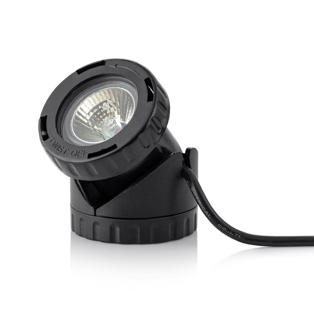 Black Plastic Outdoor Corded Landscape Spotlight with Colored Lenses