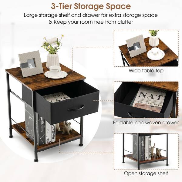 Nightstand Set of hot 2, 2 Tier Small End Table with Open Storage Shelf