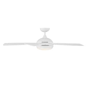 Odyssey 52 in. Smart Indoor/Outdoor Matte White 5-Blade Standard Ceiling Fan 3000K Integrated LED Plus Remote