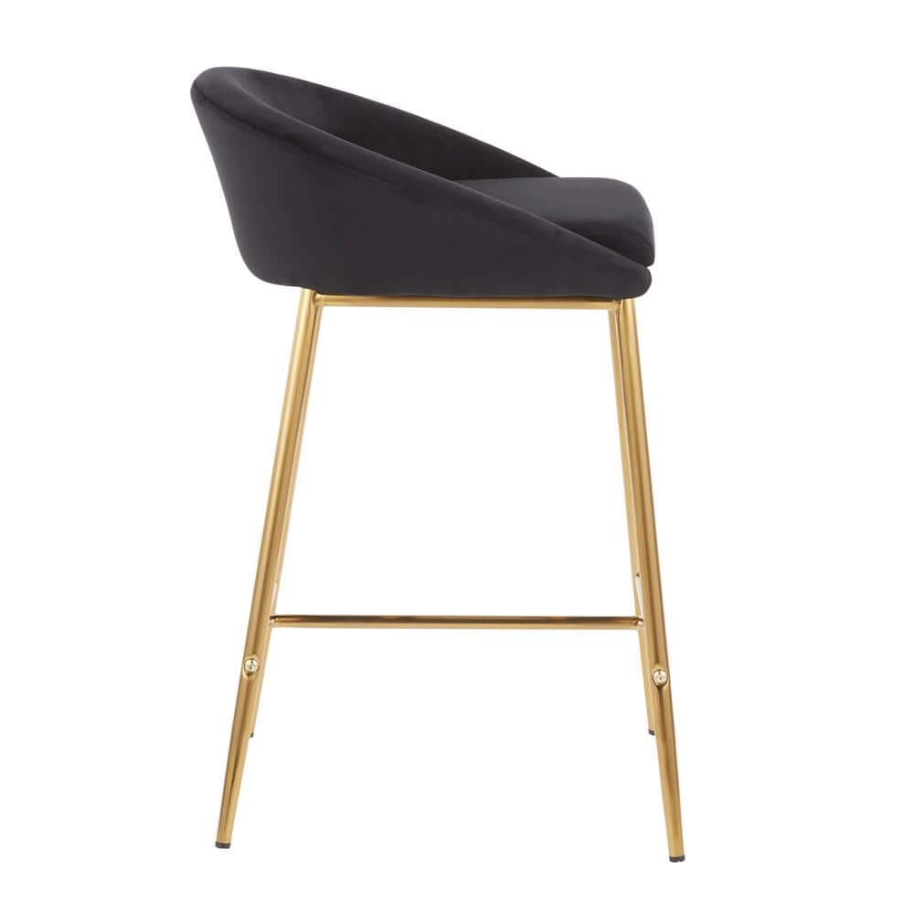 Elegant Matisse 31.25'' Gold Metal and Black Velvet Counter Stool