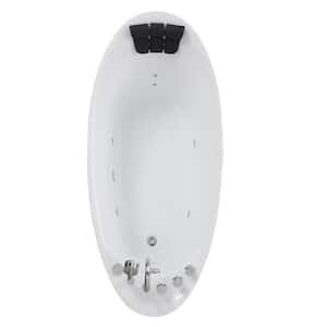 Luxury 67 in. Right Hand Drain Acrylic Freestanding Flatbottom Whirlpool Bathtub in White with Faucet