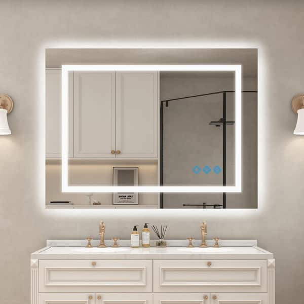 Trea 48 in. W x 36 in. H Rectangular Frameless 3 Colors Dimmable LED Anti-Fog Memory Wall Mount Bathroom Vanity Mirror