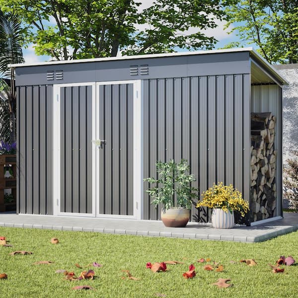ToolCat 10x4 ft Outdoor Metal Storage Shed with Lockable Door
