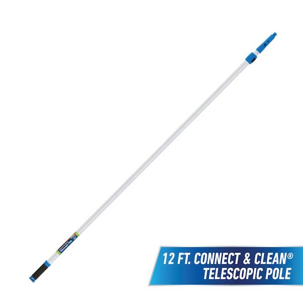 12 ft. Aluminum Telescoping Pole with Connect and Clean Locking Cone and Quick-Flip Clamps
