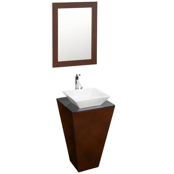 Wyndham Collection Esprit 20 in. Vanity in Espresso with Glass Vanity Top in Black and Mirror
