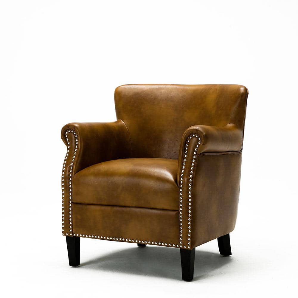 Traditional Holly Red Leather Gel Club Chair with Wood Accents