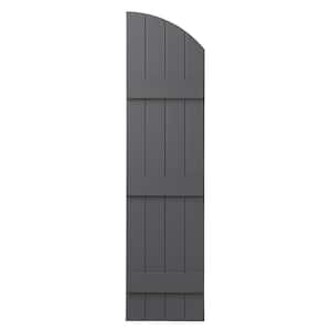 15 in. x 57 in. Polypropylene Plastic Arch Top Closed Board and Batten Shutters Pair in Gray