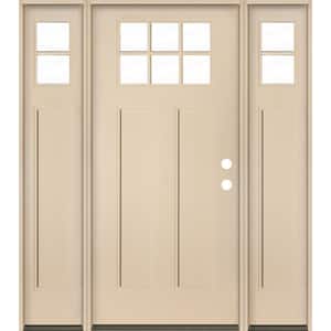 PINNACLE Craftsman 64 in. x 80 in. 6-Lite Left-Hand/Inswing Clear Glass Unfinished Fiberglass Prehung Front Door w/DSL