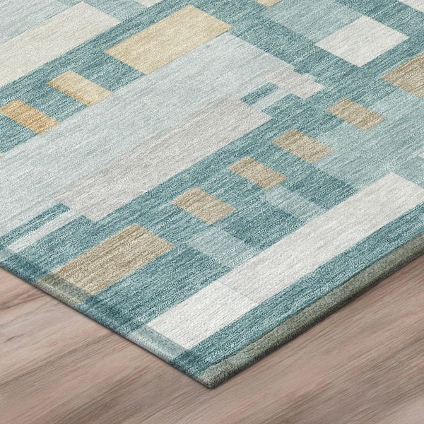 Chantille Machine Washable Indoor/Outdoor Abstract ACN3051 Teal 2 ft. x 3 ft. Accent Rug