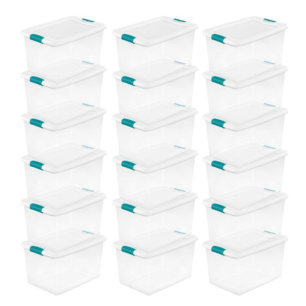 Sterilite 64Qt. Latching Plastic Storage Box in Clear (18Pack) 18 x