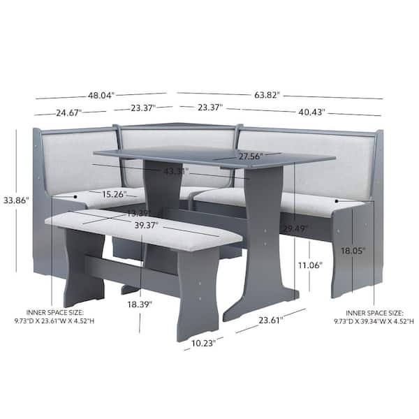 Monroe 3 piece discount breakfast nook dining set