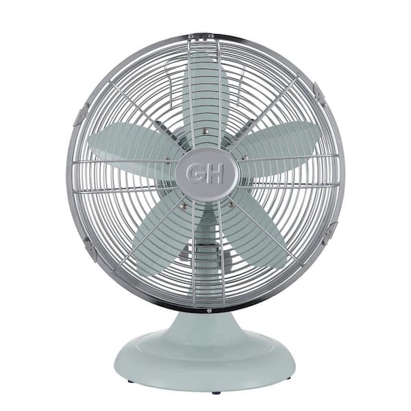Retro 12 in. All-Metal Table/Desk Fan with 3-Speed Settings, Wide Oscillation, and Carrying Handle in Breezewave
